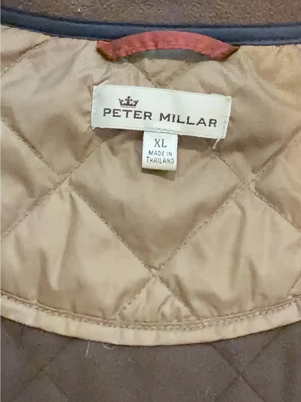 Peter Millar Navy Quilted Vest with Brown Trim XL